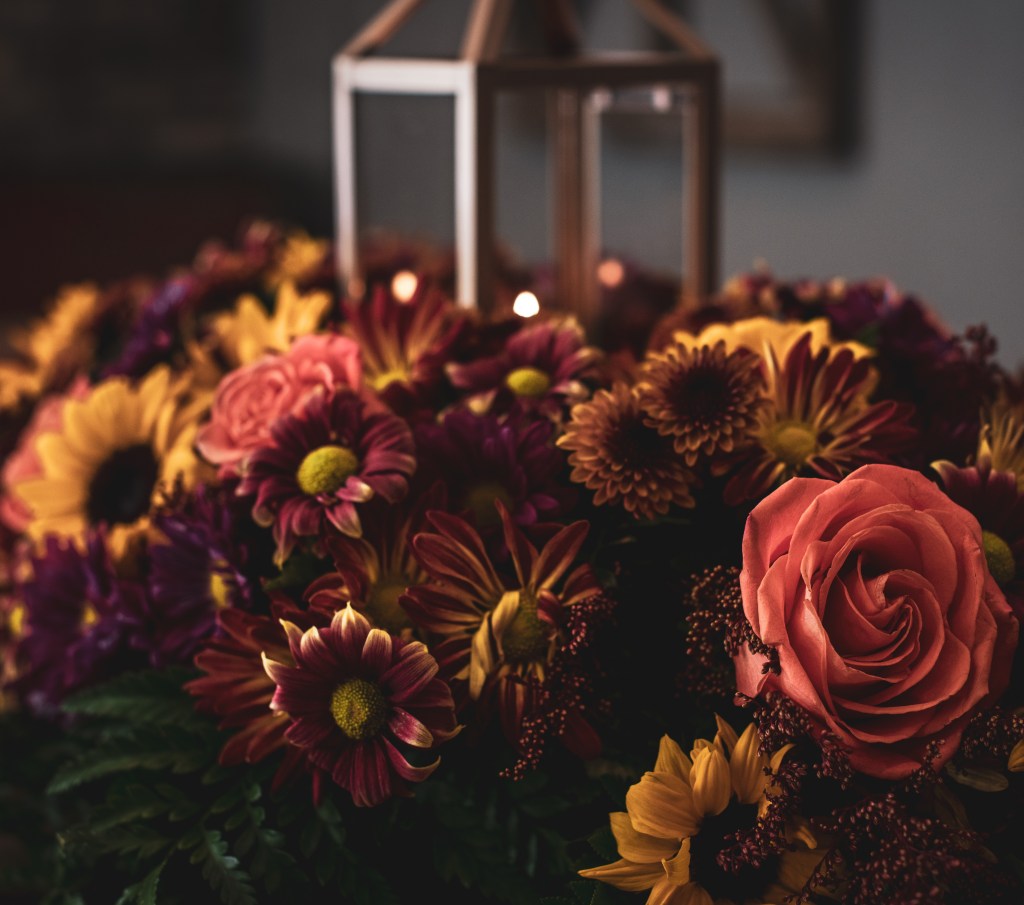 Postpone Your Wedding Different Season red orange Flowers lantern